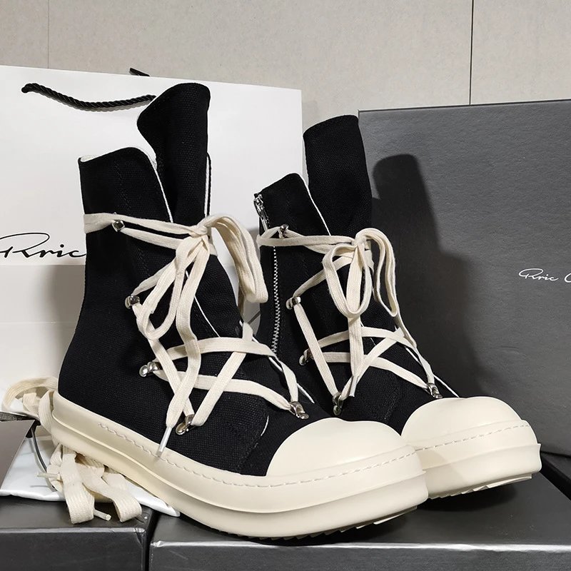 Cloth shoes board shoes white with high men's pentagram canvas shoes summer thick bottom casual lace women's shoes rivet 2024 * no quality problems can not be returned without reason