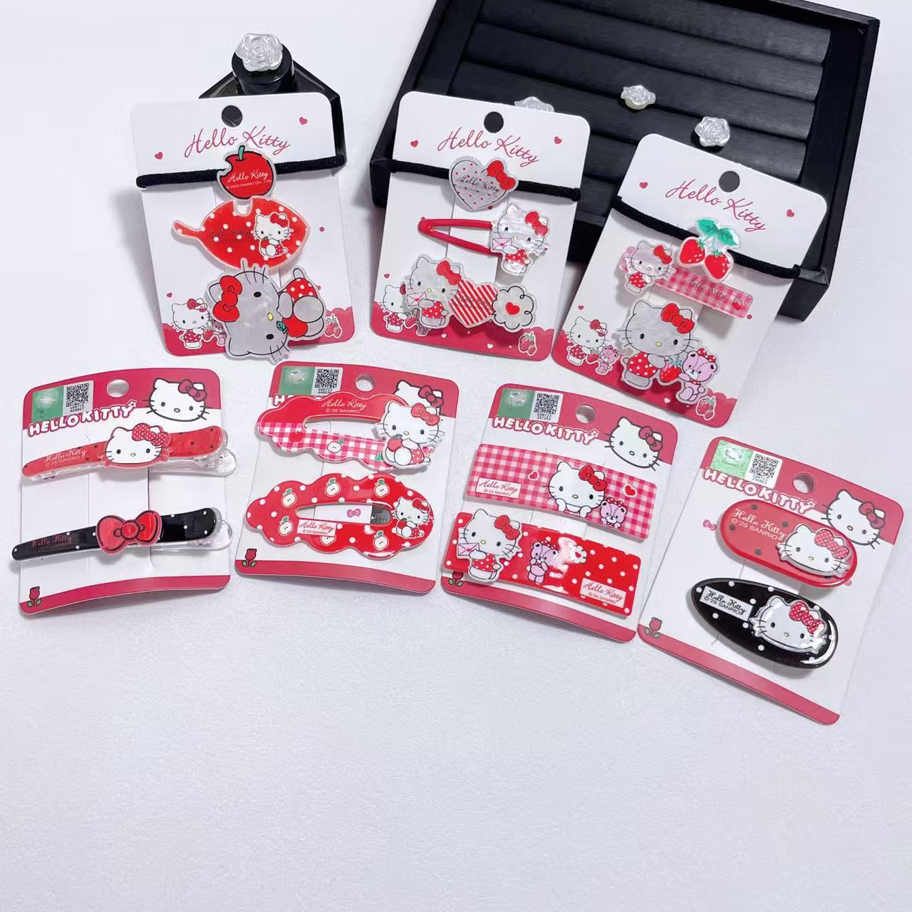 Officially Licensed Hello Kitty New Year Red Cute Cartoon Hair Clip and Hair Rope Series
