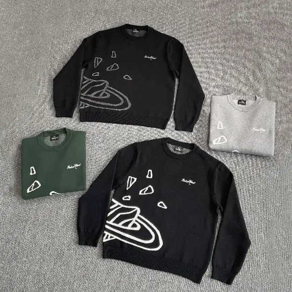 Broken Planet Planet Jacquard Embroidered Logo Knitwear American Street Casual Round Neck Knitwear for Men and Women