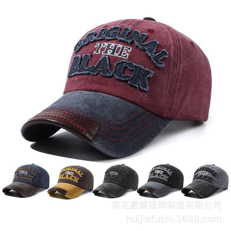 Cap Women Sunscreen Hip-Hop Letter Embroidery Trend Korean European and American Cloth Embroidery Washed Denim Baseball Cap