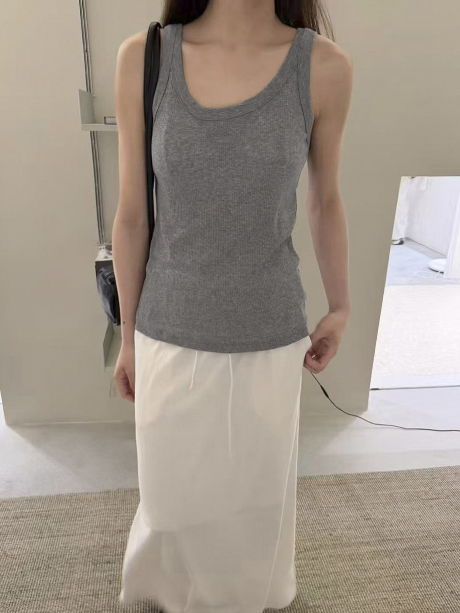 Love and Nancy Thirteen Lines 2026 Summer Korean Basic Versatile Solid Color Slim Fit Pure Cotton Camisole for Women 03833