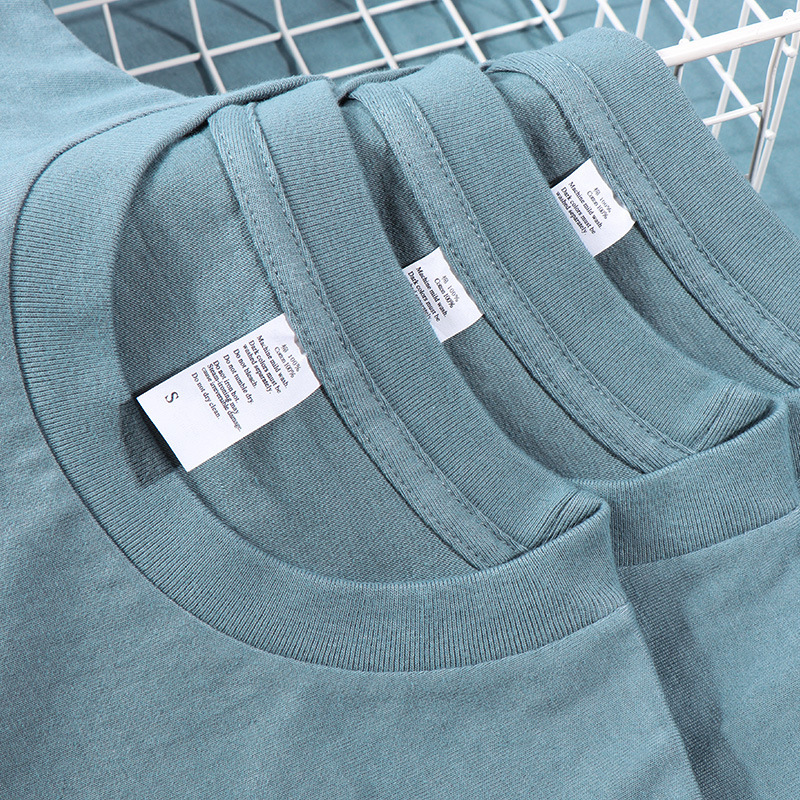 Textured Haze Blue 250g Heavyweight Short-Sleeve T-Shirt 2025 New Summer Pure Cotton Loose Base Shirt for Men