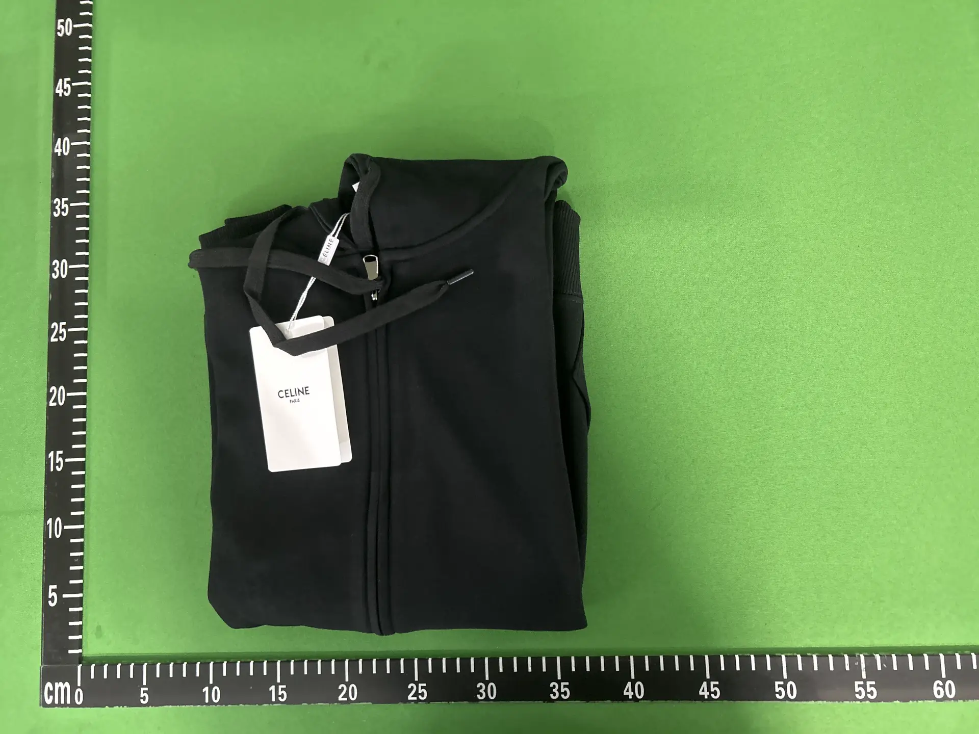 CELINE double hooded zipper sweatshirt cardigan black