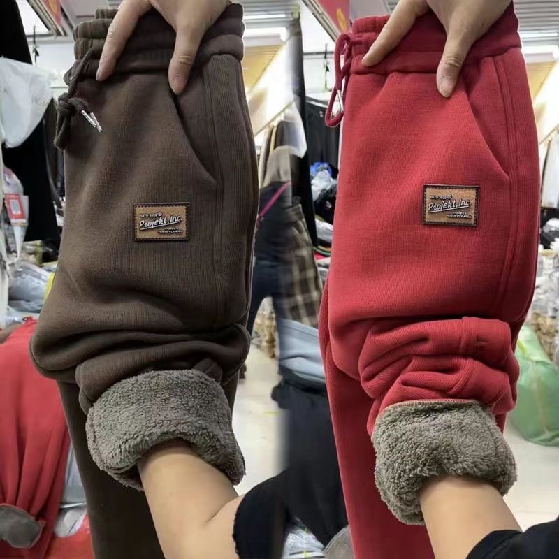 Velvet Thickeneded Lamb Wool Sweatpants Harem Pants Women's Winter New High-Waisted Warm Lamb Velvet Fleece-Lined Thickeneded Women's Pants