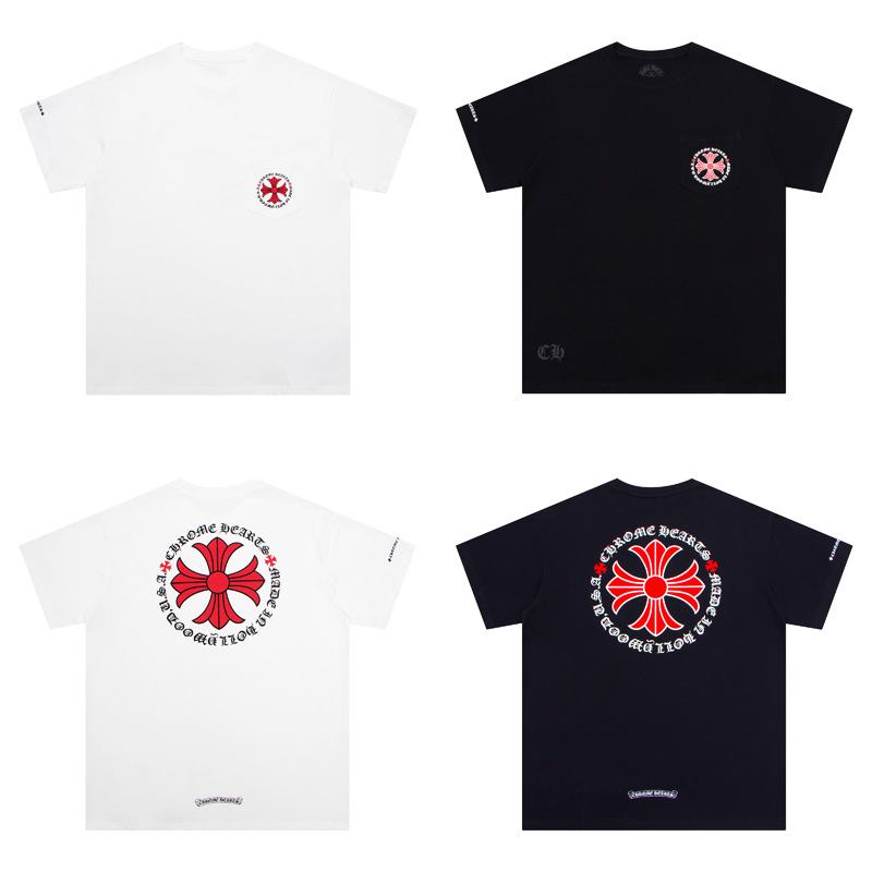 In-Stock Cross-Border High Version Chrome Hearts Cross Color Printed Short-Sleeve T-Shirt