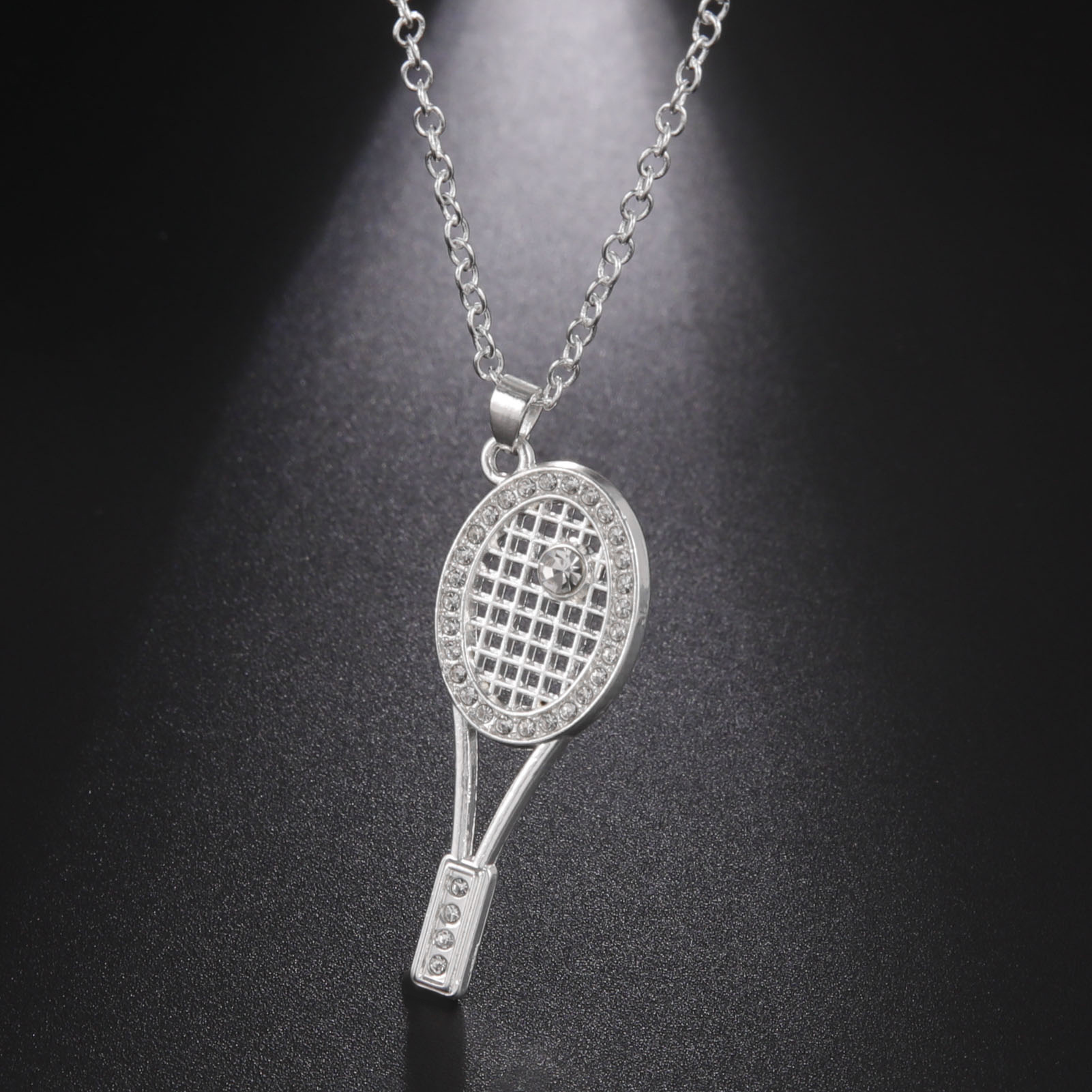 Yiwu small jewelry factory direct selling wholesale supply source sports series tennis racket pendant alloy necklace