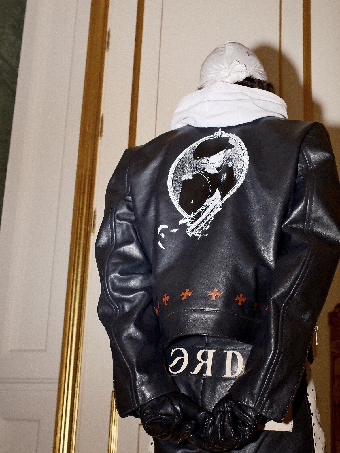 【Loren's Style】Erd 25Fw Napoleon Cross-Pattern Leather Jacket Leather Clothing