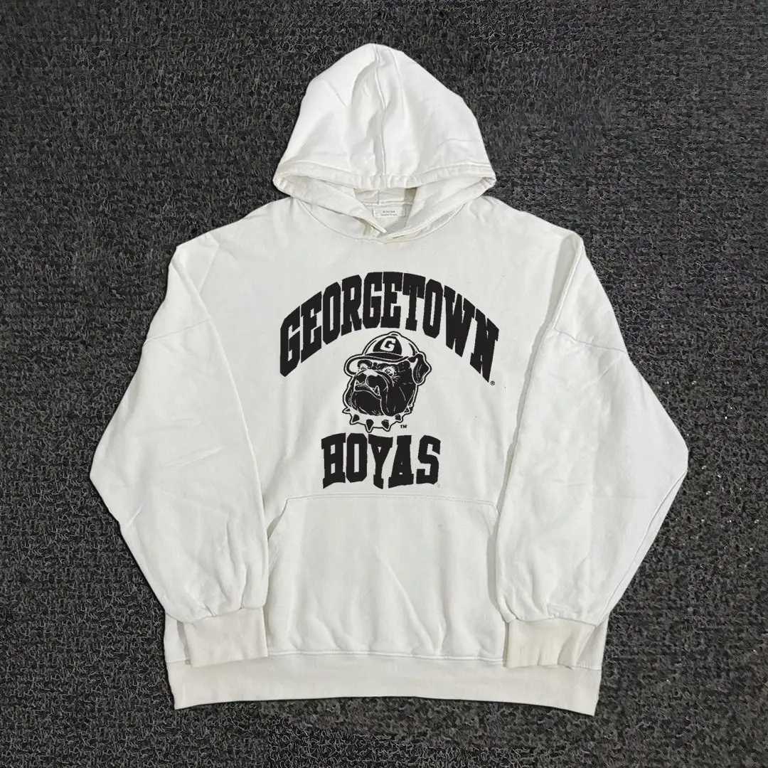 Vintage Georgetown University Vintage-Style Heavy Black Hoodie, Loose Fit, Couple Style