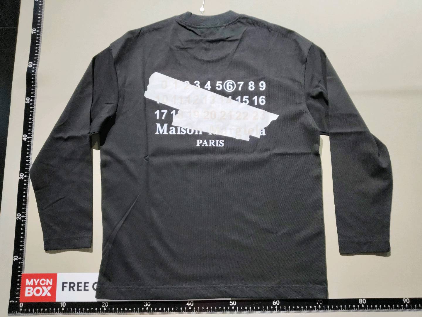 Margiela Tape Alphanumeric Printed Cotton Loose Round Neck Long-Sleeved T-Shirt for Men and Women QC