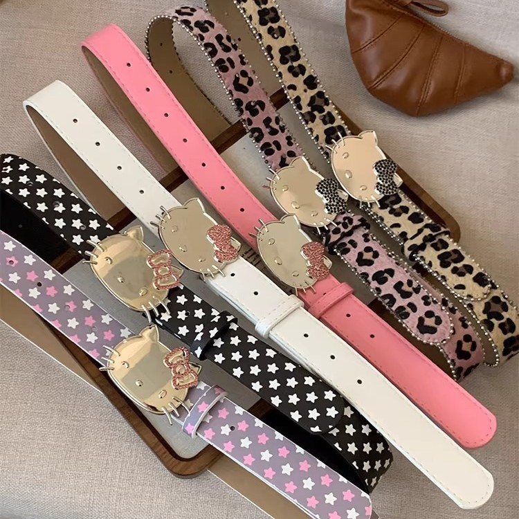 Cute Cartoon Star Kitty Cat Belt Female Sexy Style Subculture Y2K Versatile Jeans Belt Accessories
