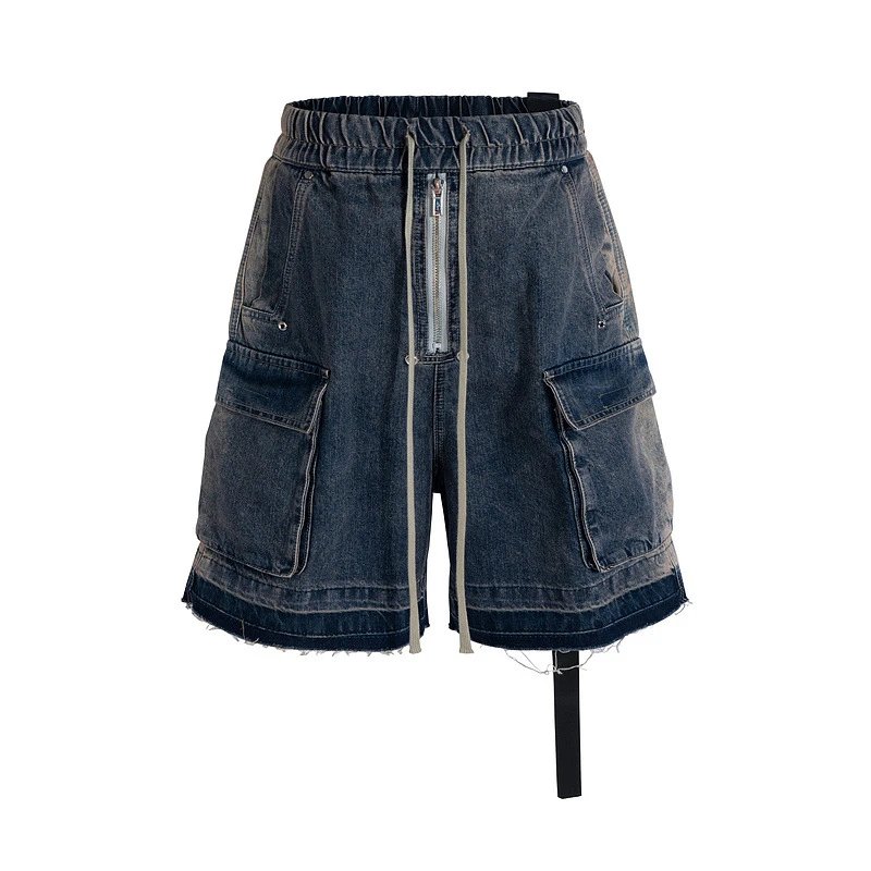 High Street RO Style Multi-Pocket Drawstring Den*im Shorts