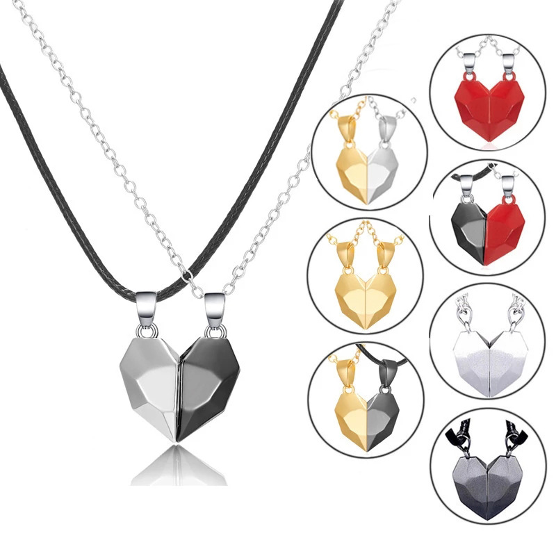 Long Rui Love Magnet Couple Joker Necklace Simple Wishing Stone Niche Stitching Pendant Men's and Women's Clavicle Chain Wholesale