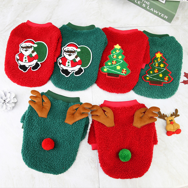 Dog Clothes Autumn and Winter Pet Clothes New Teddy Small Dog Pet Clothing Winter 21 Christmas Tree Fleece
