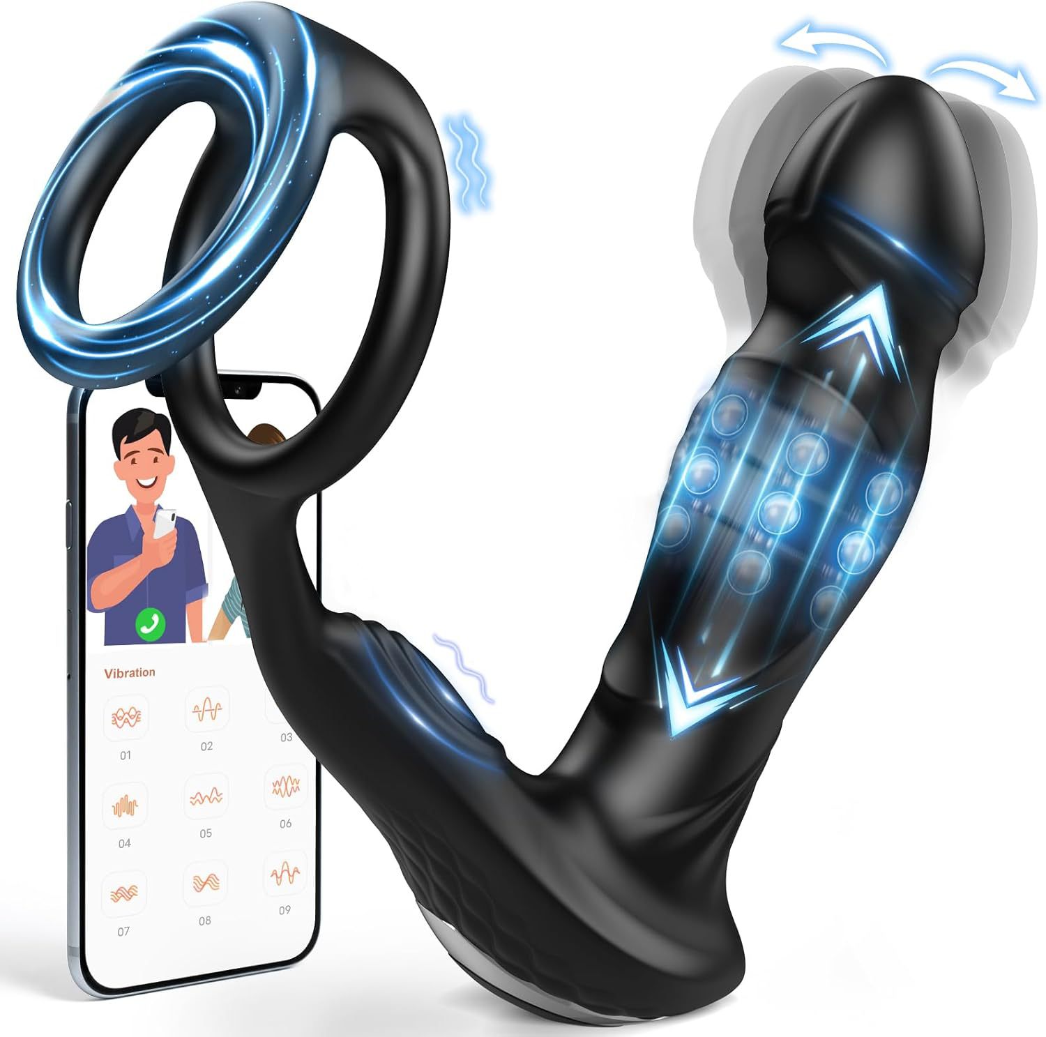Shura Prostate Massager 9-Frequency Vibration Wireless Remote Control App-Controlled Anal Plug Adult Novelty Product