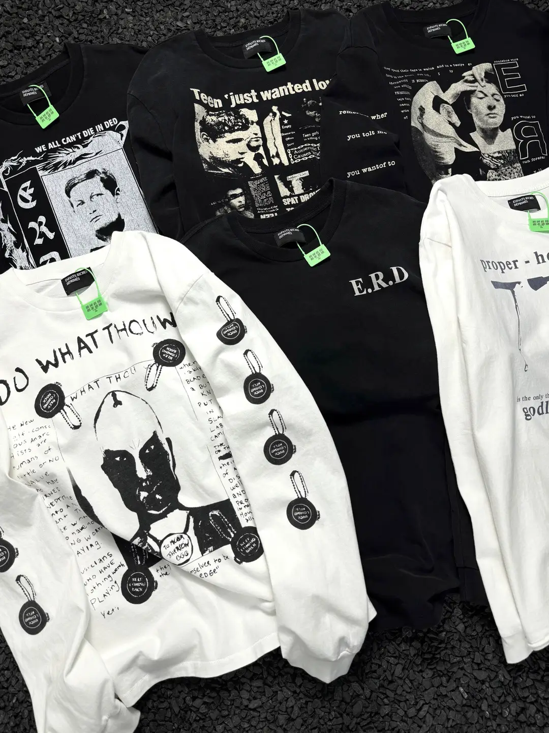 High Street Erd Melancholic Rich Second Generation Printed Long-Sleeved T-Shirt for Men and Women Vintage Spring & Fall Loose Casual Bottoming Shirt Ins