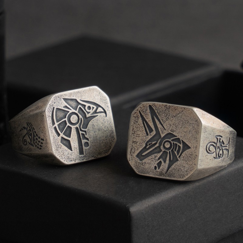 Egyptian Gods Eye of Horus Ring, Vintage Heavy Cool Style Adjustable Tail Ring, Direct Sale from Manufacturer