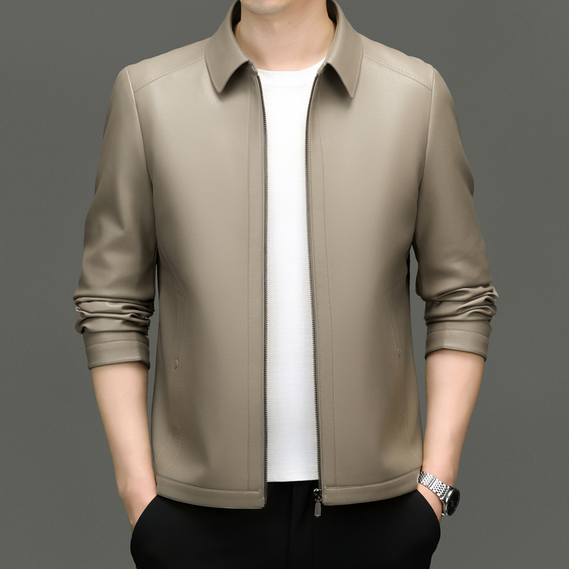 2024 Fashion Men's PU Leather Jacket Men's Autumn and Winter New Cotton Leather Jacket Men's Youth Lapel Leather Casual Jacket