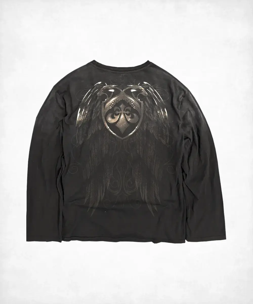 180g Dirty Long T-Shirt Affliction Dark Hardcore Punk Luxury Trend Xtreme Retro Tie-Dye Distressed Outfit