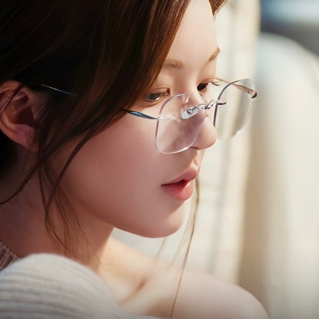 Dazzling Xu Yan Style Titanium Frameless Glasses for Women, Intellectual and High-End Look, Suitable for Prescription Lenses, Men's Model 1135-B