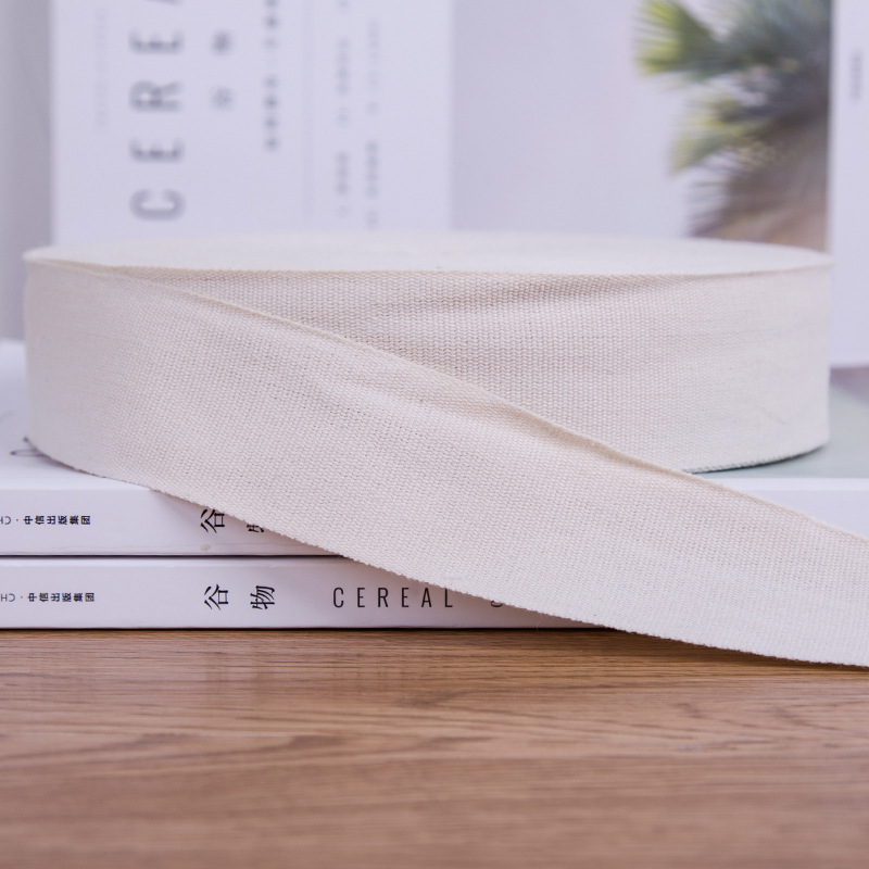 Factory supply cotton plain logo with cotton wrapping cloth strip seal woven mark dyeable cotton fine grain tape