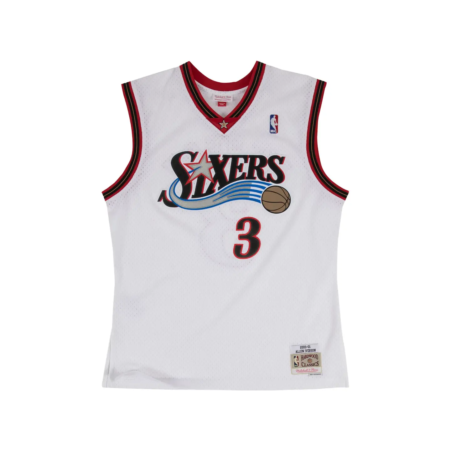Mitchell&Nessnba Official 76 Team Iverson Retro Jersey 00-01 Season Sw Version Basketball Uniform