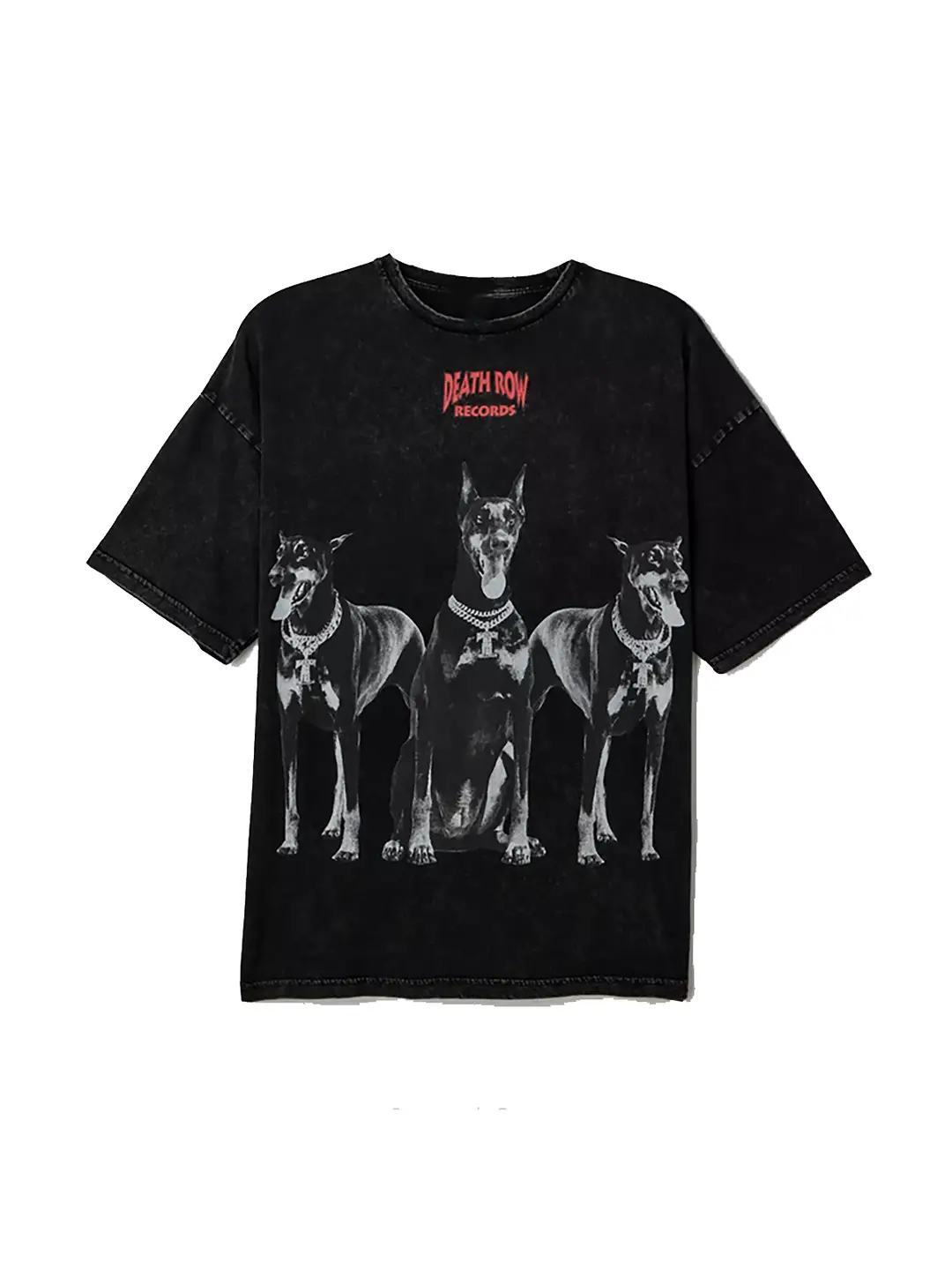 Doberman Dog Fashion Trendy Figure Retro High Street Oversize Men and Women Washed and Distressed Direct Spray Short Sleeves T-Shirt