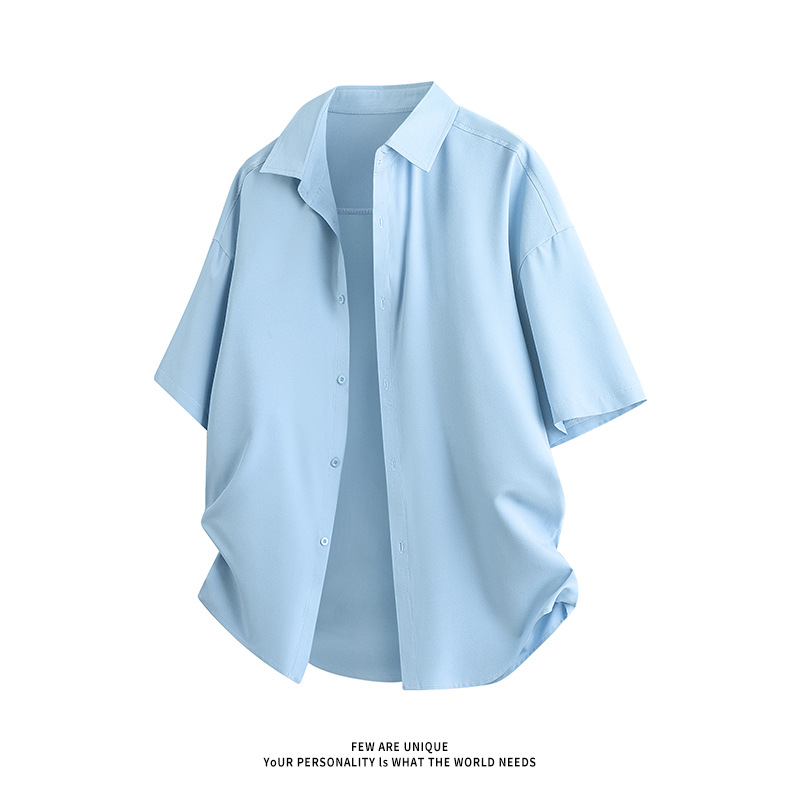 Short-Sleeved Shirts for Men and Women, Summer Thin Style, Trendy Brand, Loose Fit, Multi-Color, High-End Feel, Turn-Down Collar, White Shirt, Casual Jacket