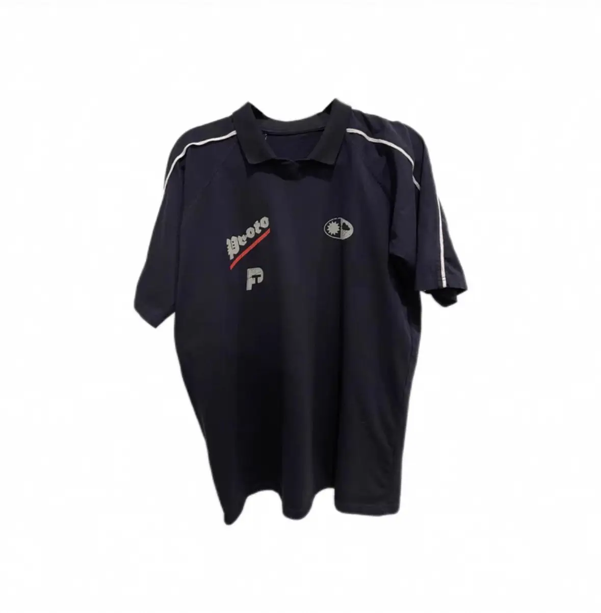 Prototypes Navy Blue and Gray Two-Tone Lapel Polo Shirt Short-Sleeve T-Shirt Tee Opium Yvl Visual Style