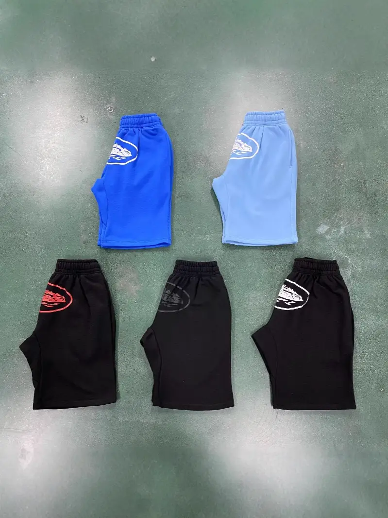 High-Quality Corteiz Popular American Street Hip-Hop Printed Knitted Shorts Men's Trendy Brand Loose Five-Point Sweatpants
