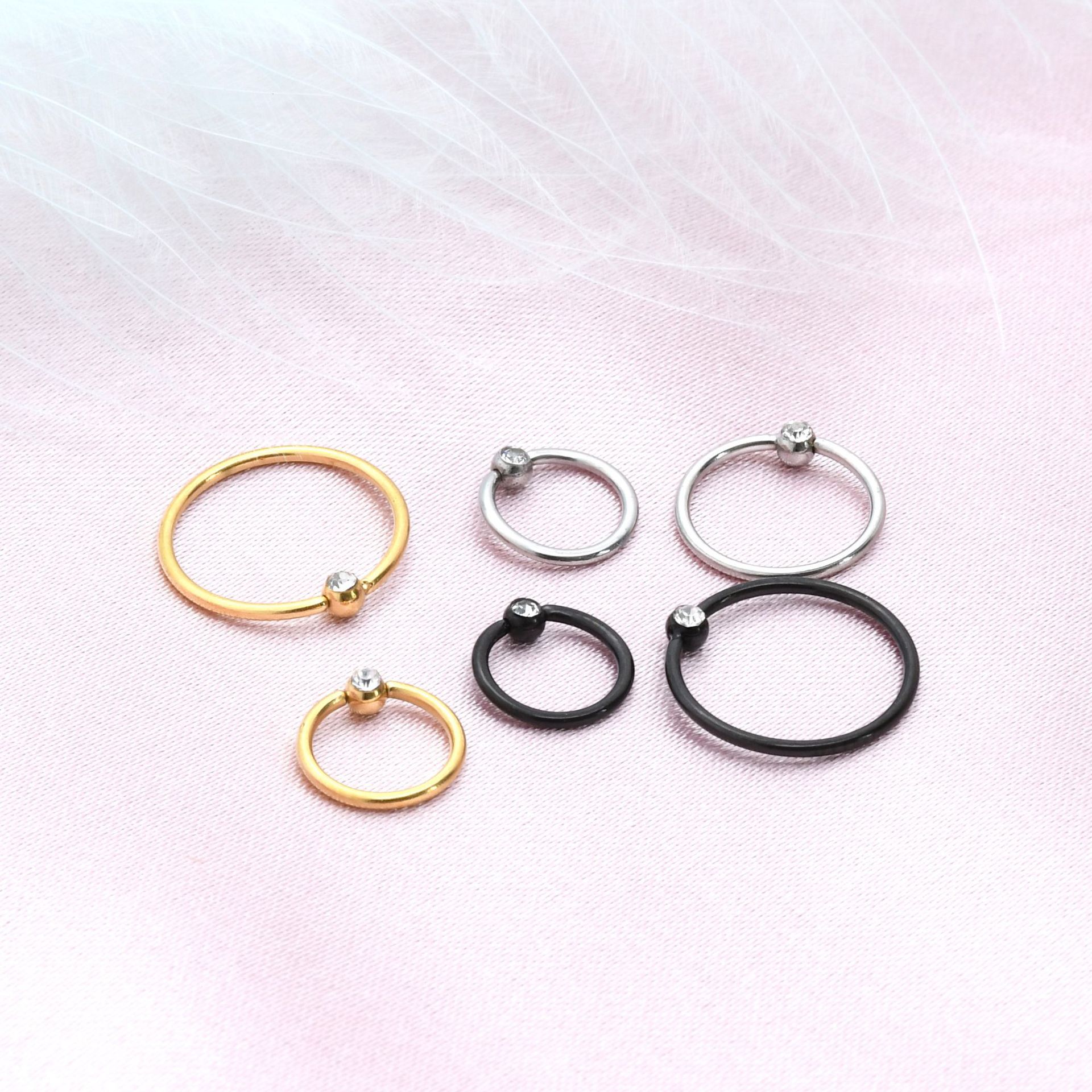 Stainless Steel Electroplated Seamless Diamond Round Earrings Nose Nail Navel Nail Body Puncture Jewelry Cross-border Supply