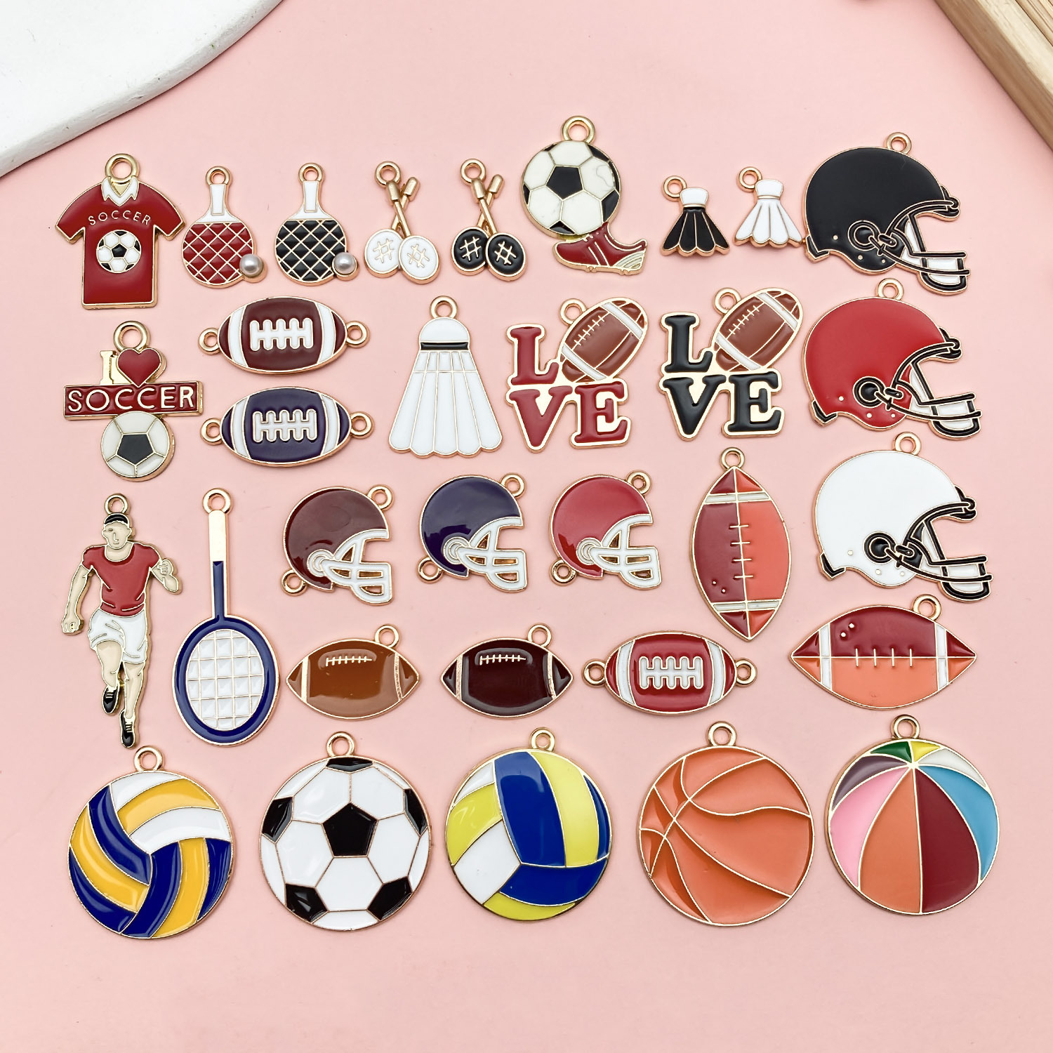 Cross-border hot-selling ball sports accessories diy badminton football football pendant keychain small pendant