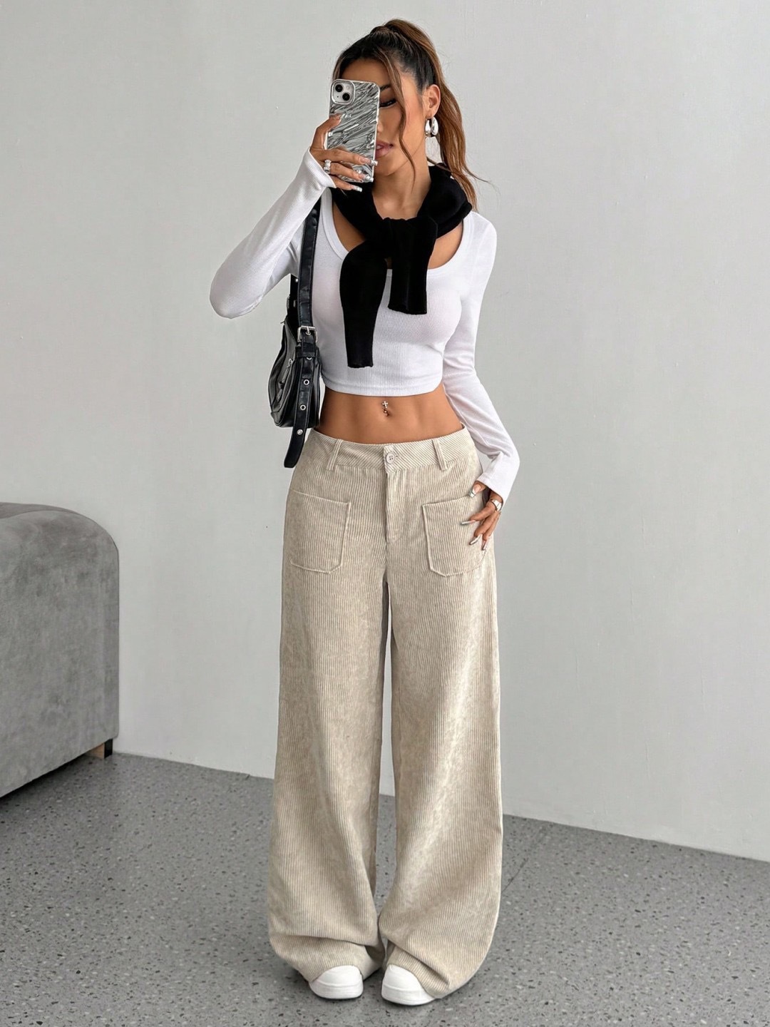 2026 European and American Cross-Border Autumn and Winter Corduroy Pants for Women, New Loose Casual Fashion Drapey Slimming Pants for Women