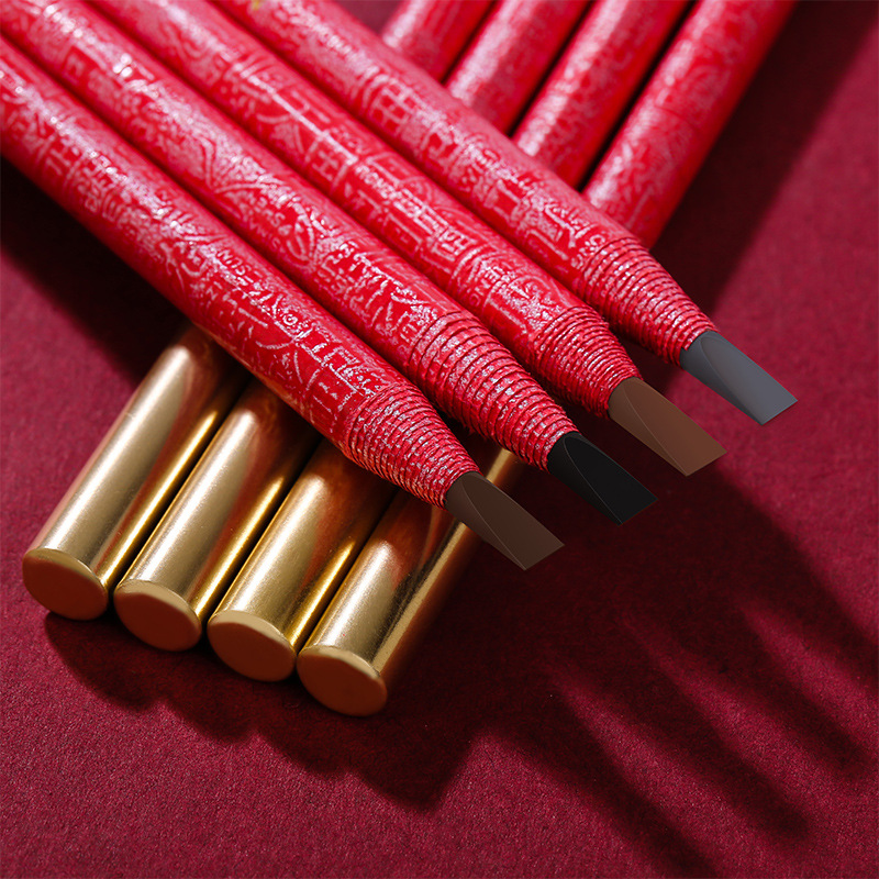 Pull line eyebrow pencil waterproof non-blooming genuine goods gold rose brush eyebrow pencil Chinese style knife cutting eyebrow pencil wholesale beginners