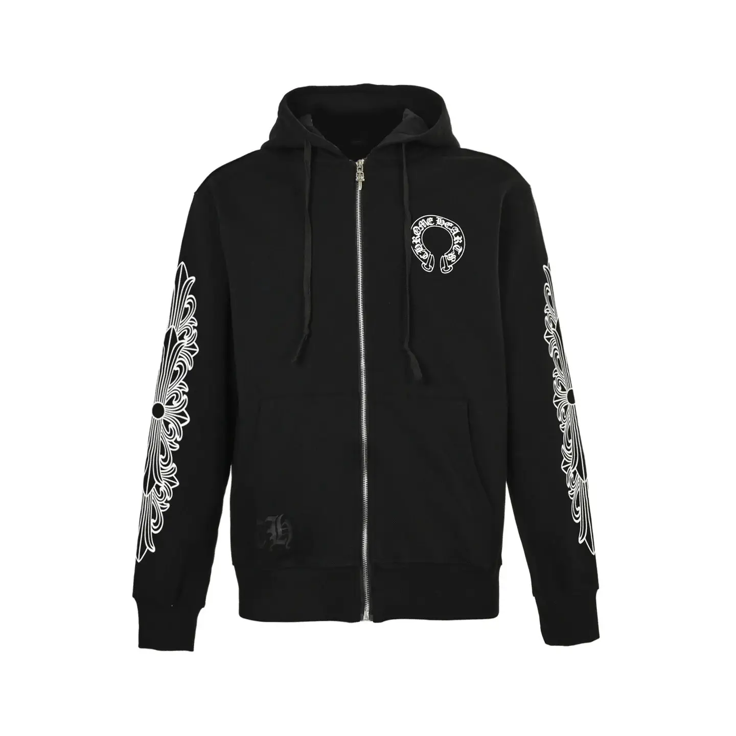 Chrome Hearts Horseshoe Logo Zip Hoodie Black