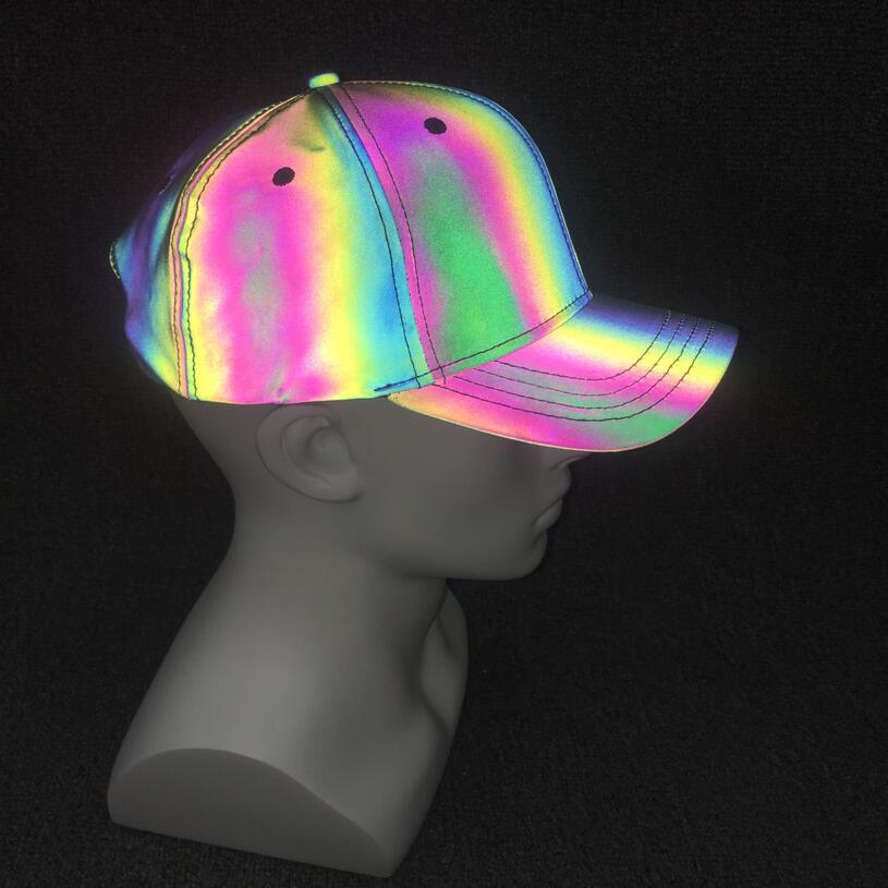 Cross-border foreign trade colorful colorful color reflective baseball cap European and American hip-hop luminous rainbow color hat men's and women's sun hat