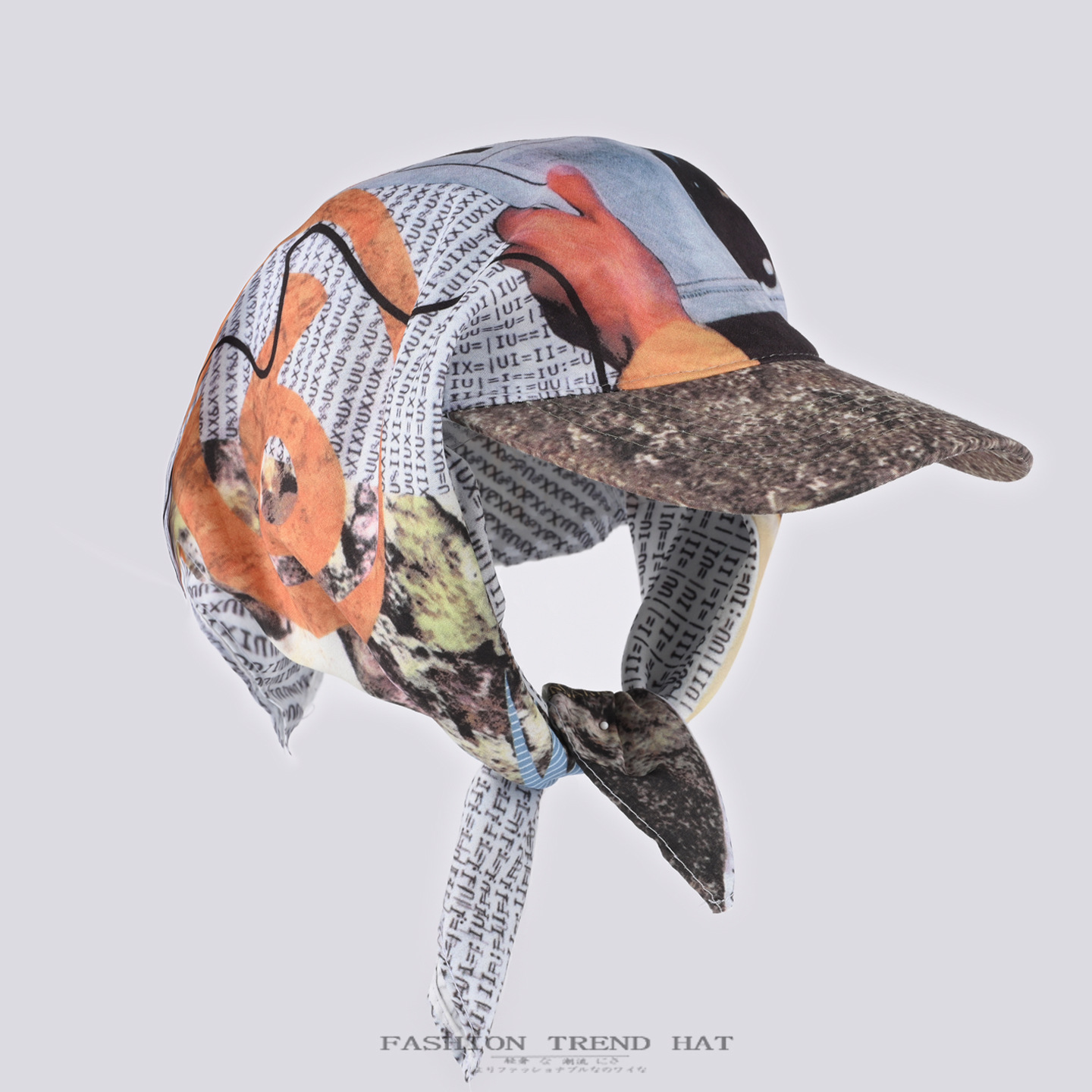 Cross-Border Niche Curved Brim Tie-Back Turban Baseball Cap for Men and Women, Street Style Punk Heavy-Duty Hip-Hop Headwrap Hat Trend