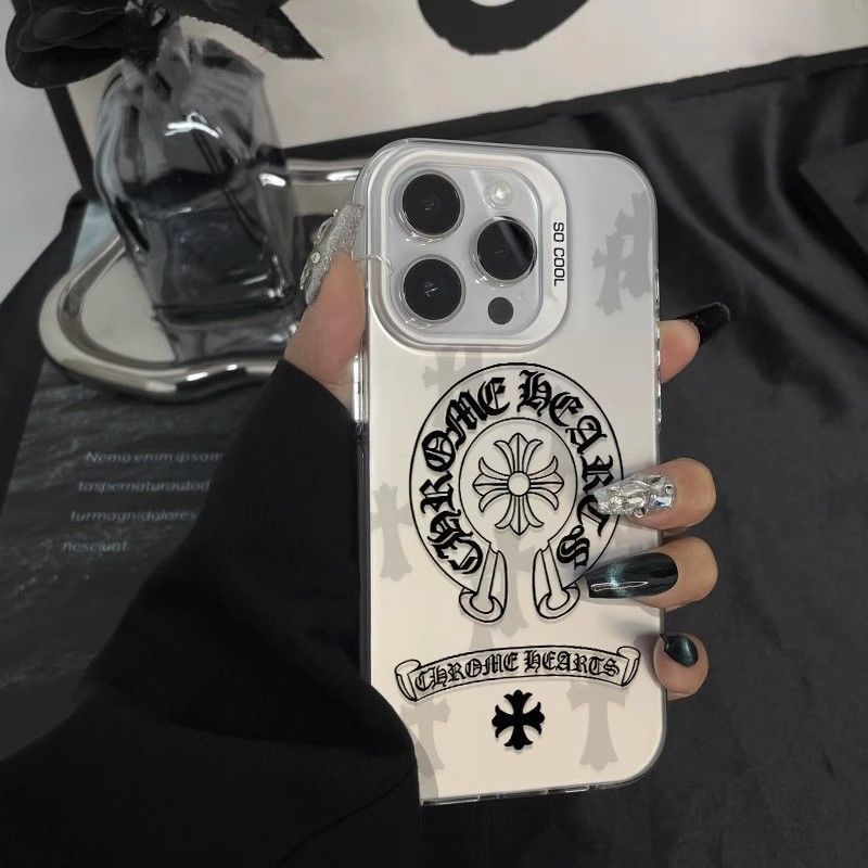 Trendy Brand Crow Heart iPhone 17 Pro Max Phone Case Apple 16 Double-Layer Colored Silver 15 Cross-Border Cross Hard Case