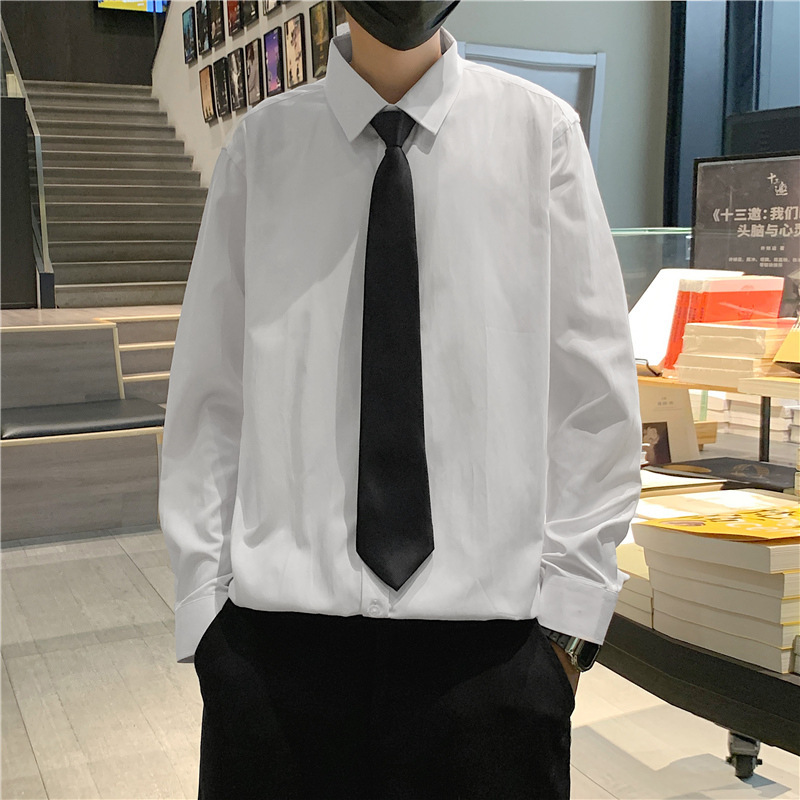 White Shirt Men's Long-sleeved Business Dress Professional Pink Shirt Korean Style Slim-fit Best Man Solid Color Inner Suit Shirt