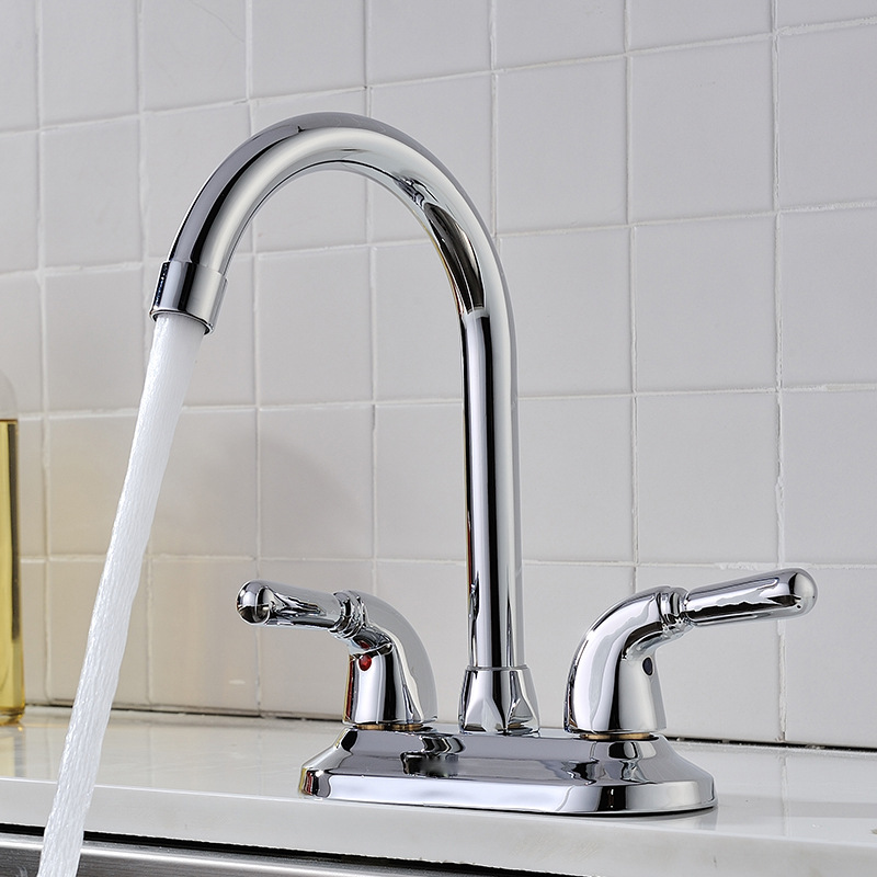Copper two-piece hot and cold basin faucet 360 ° rotating faucet bathroom washbasin faucet wholesale
