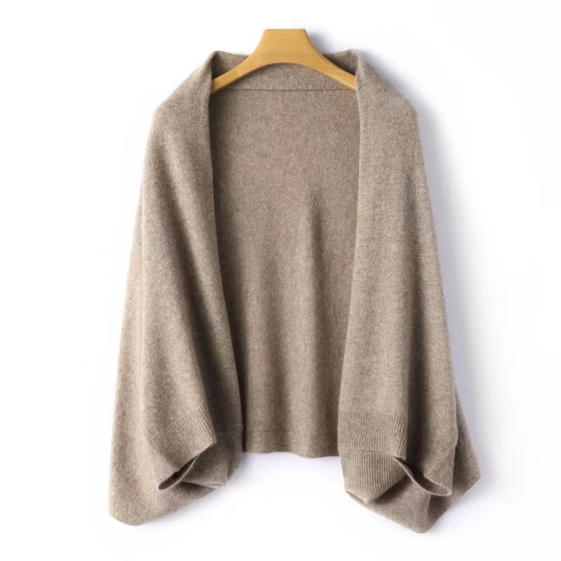 Spring and Autumn Pure Wool Knitted Cardigan Cashmere Shawl Lazy Wind Relaxation Women's Loose Air-conditioning Shirt Warm Cloak