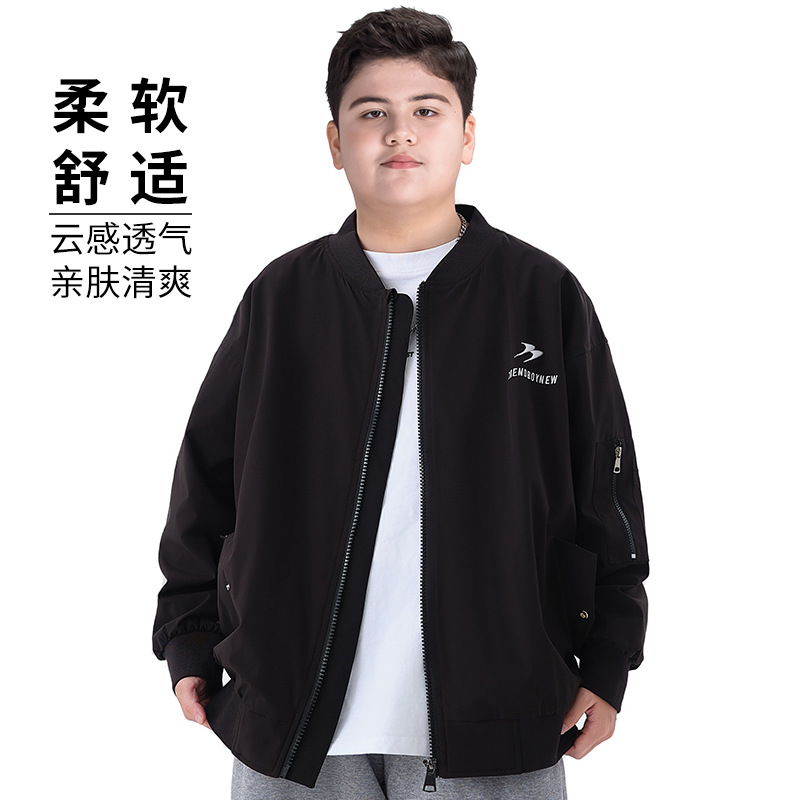 Plus-Size Boys' Baseball Jacket for Children, Oversized Spring and Autumn 2025 New Model for Middle School Students