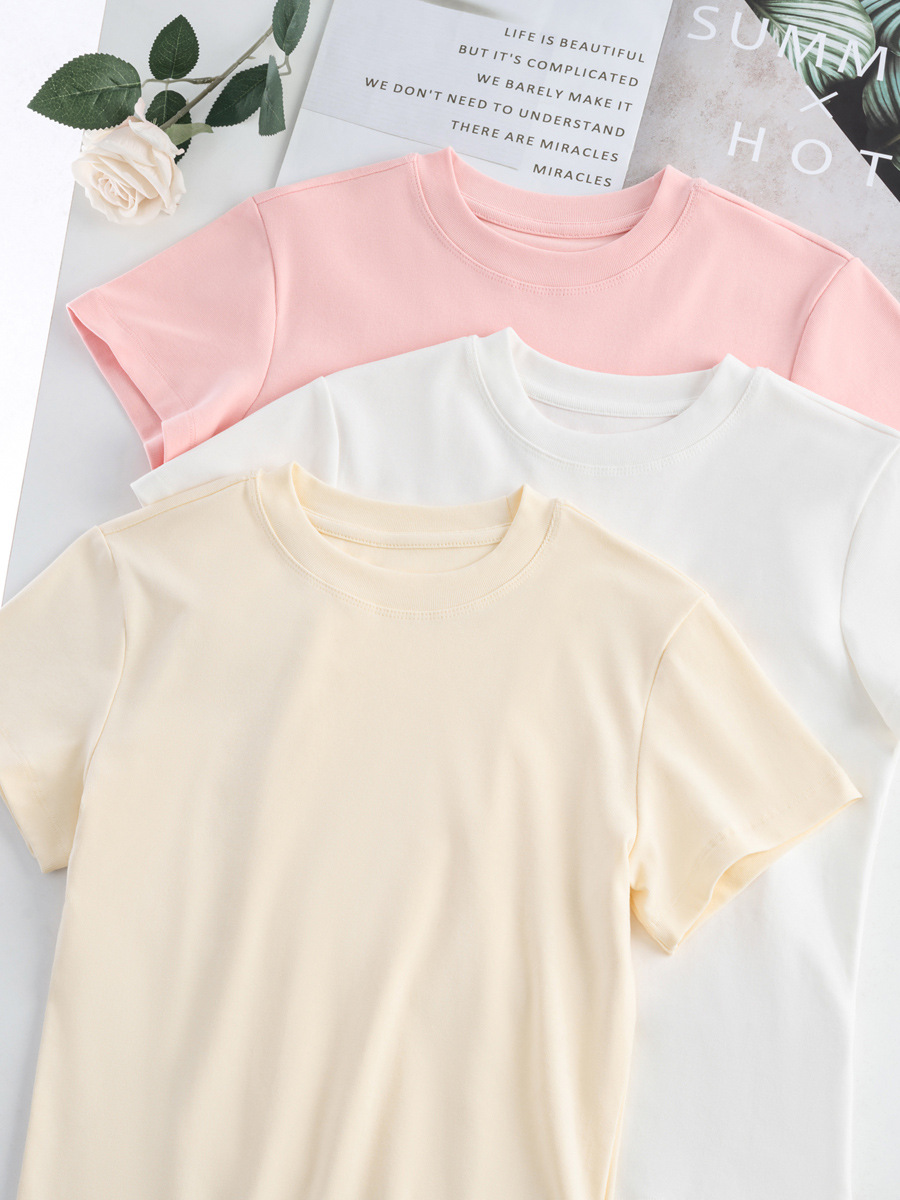 Women's Short-sleeved Korean T-shirt Casual Style Shoulder 2025 New Slim-fit Slimming Clothes Base-layer Shirt Women's Inner Top