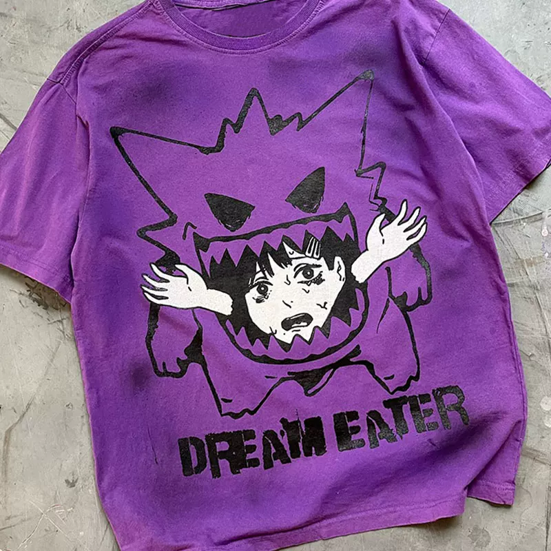 Absurd Town Pokémon Gal Purple Tee Dream Eater Shibuya Hot Girl Forbidden Series Short Sleeve Foto QC de TAOBAO na Qualit.ly