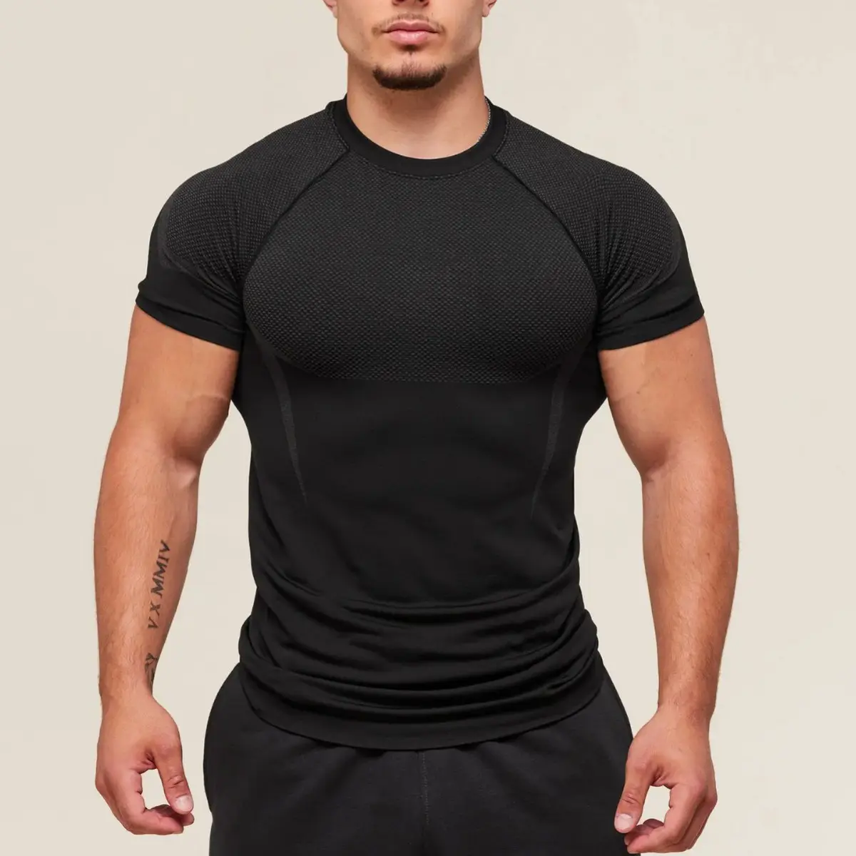 Gym Muscle Sports Loose Fitness Short-Sleeved Men's Basketball Autumn Running Training Printed Pull-Up Elastic Sports T-Shirt