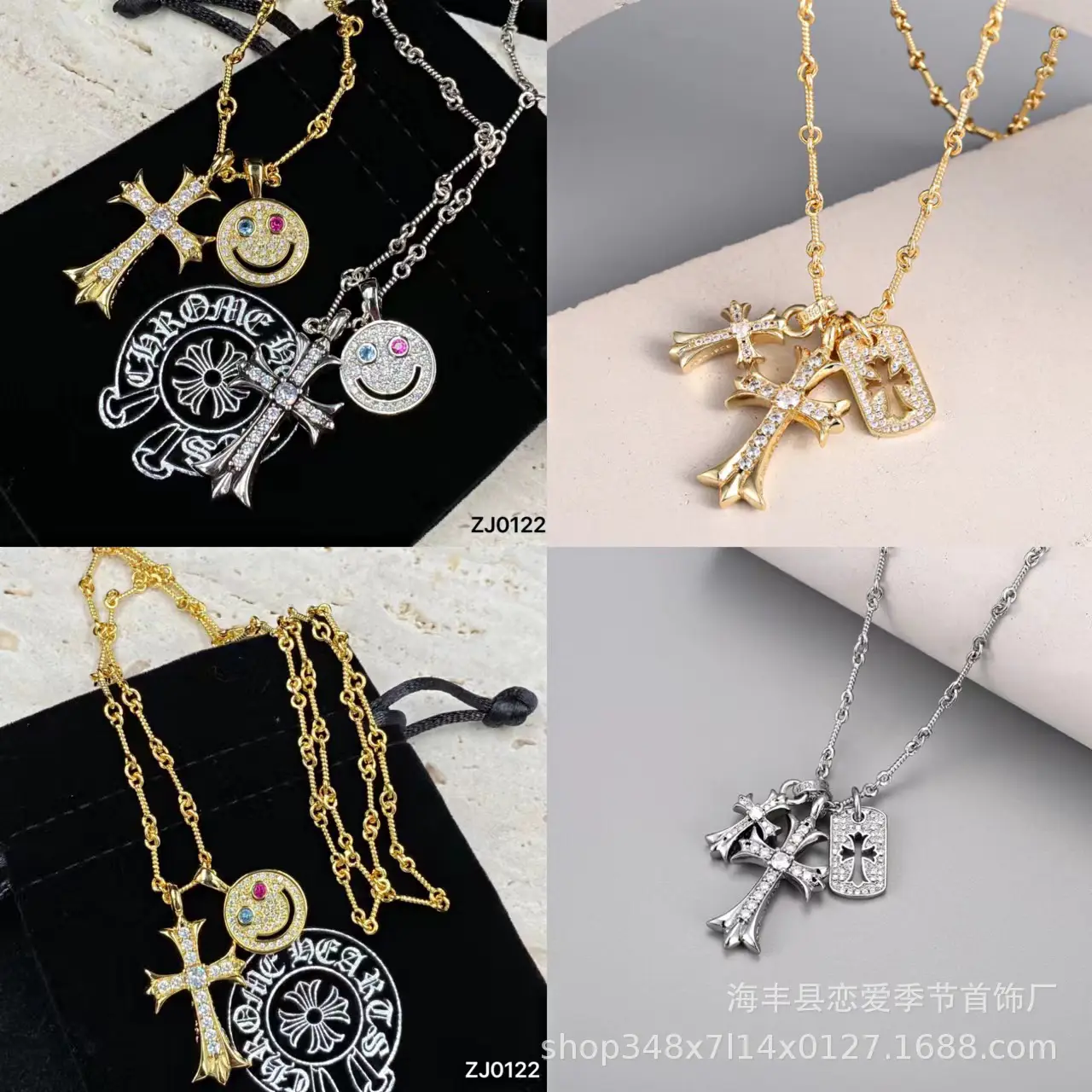 Cro core cross with diamonds new smiley face pendant necklace women design copper plated knuckle bamboo chain jewelry amazon