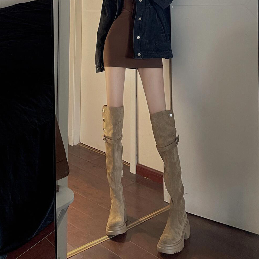 2026 New Autumn and Winter Thick-Soled Two-Way Convertible Over-The-Knee Boots for Petite Women with Hidden Height Increase