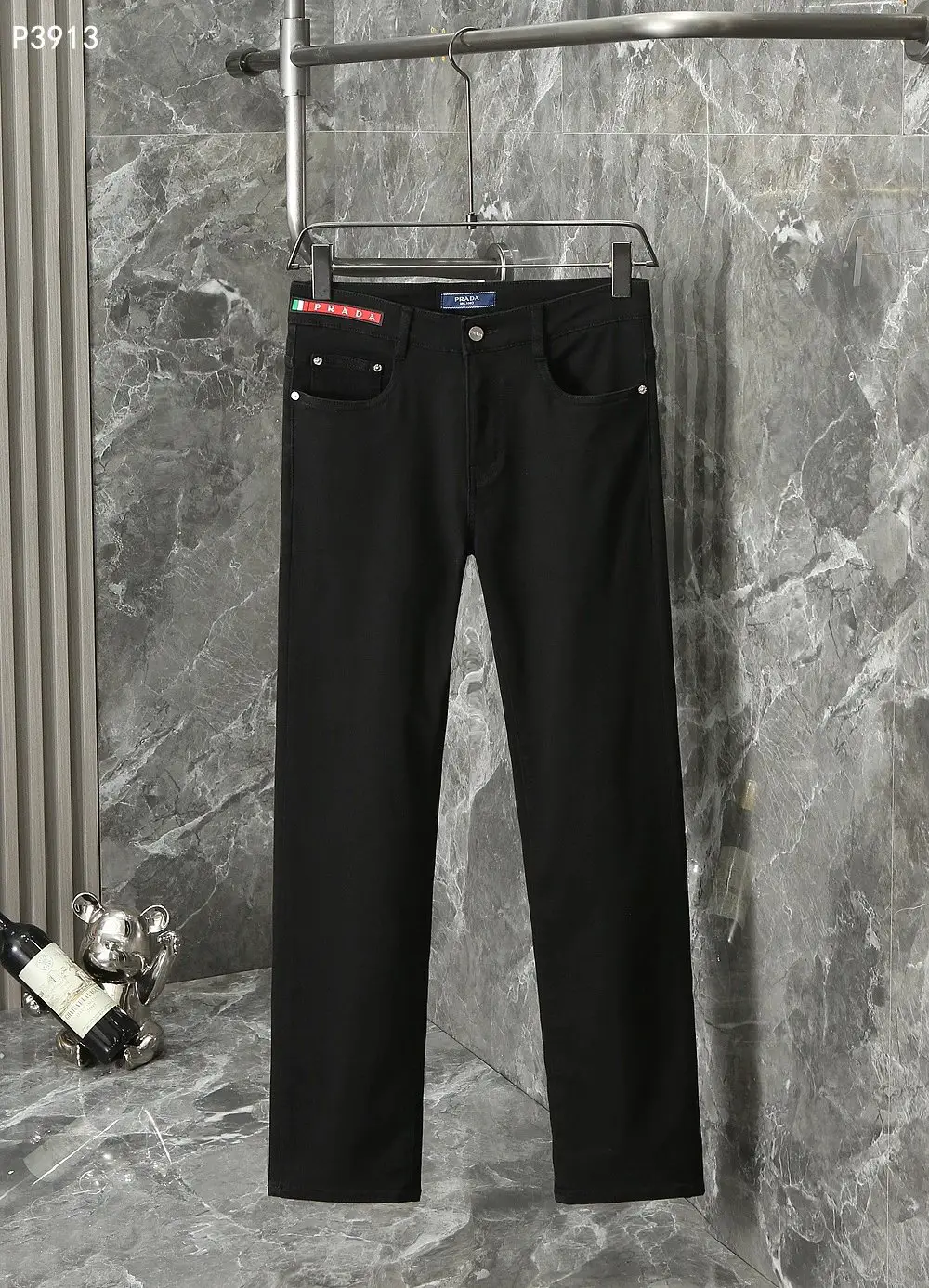 Prada Triangle Logo Black Jeans
