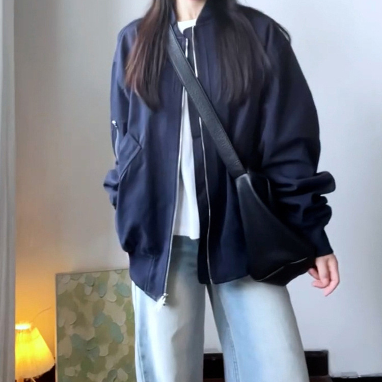 American Retro Baseball Suit Coat Women's Early Autumn 2024 New Aviator Jacket Thin Loose Casual Top