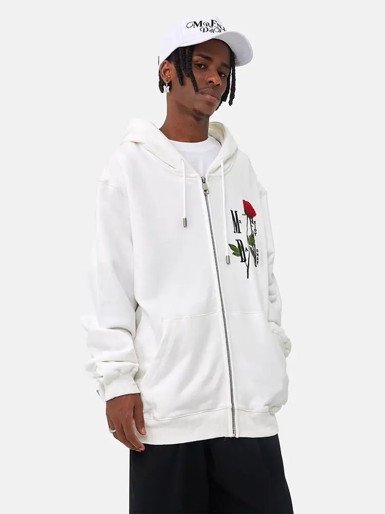 Medm 21Fw Rose Embroider Cardigan Sweatshirt Men's and Women's Spring and Autumn New arrival Couple's Wear Loose Trendy Ins Outwear