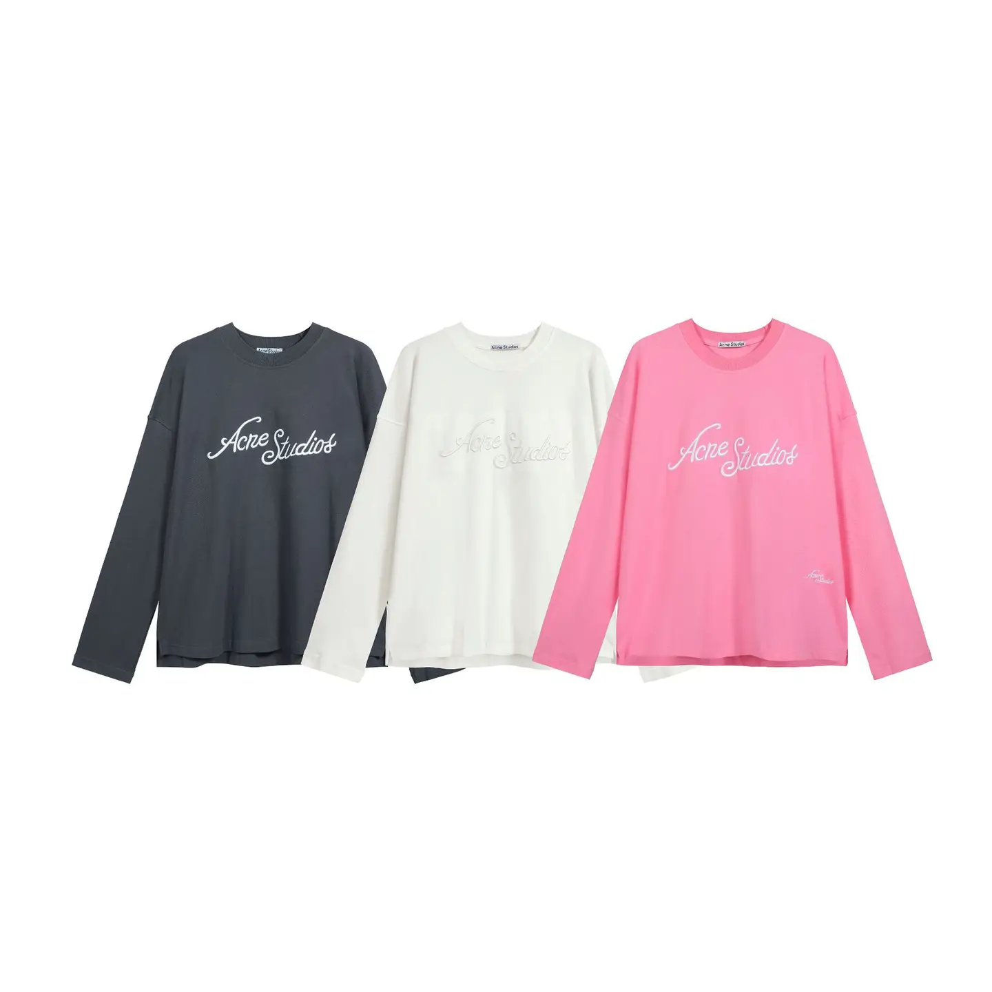 Cross-Border Trendy Brand 1996 25Ss Autumn and Winter New Letter 3D Stereo Embroidery Long-Sleeved T-Shirt for Men and Women
